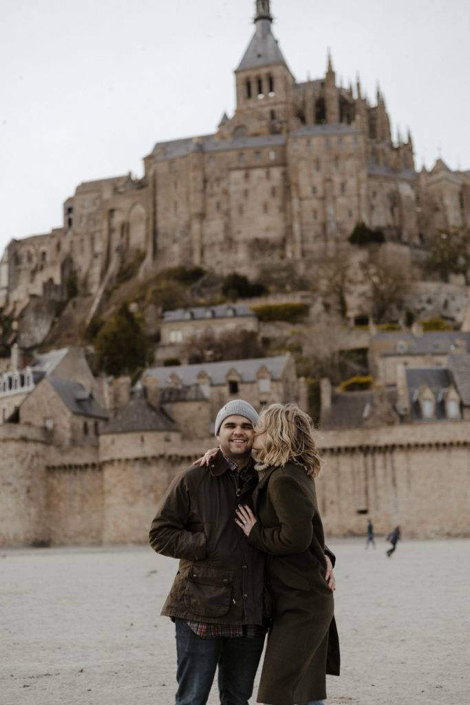 couple exploring Mont Saint Michel