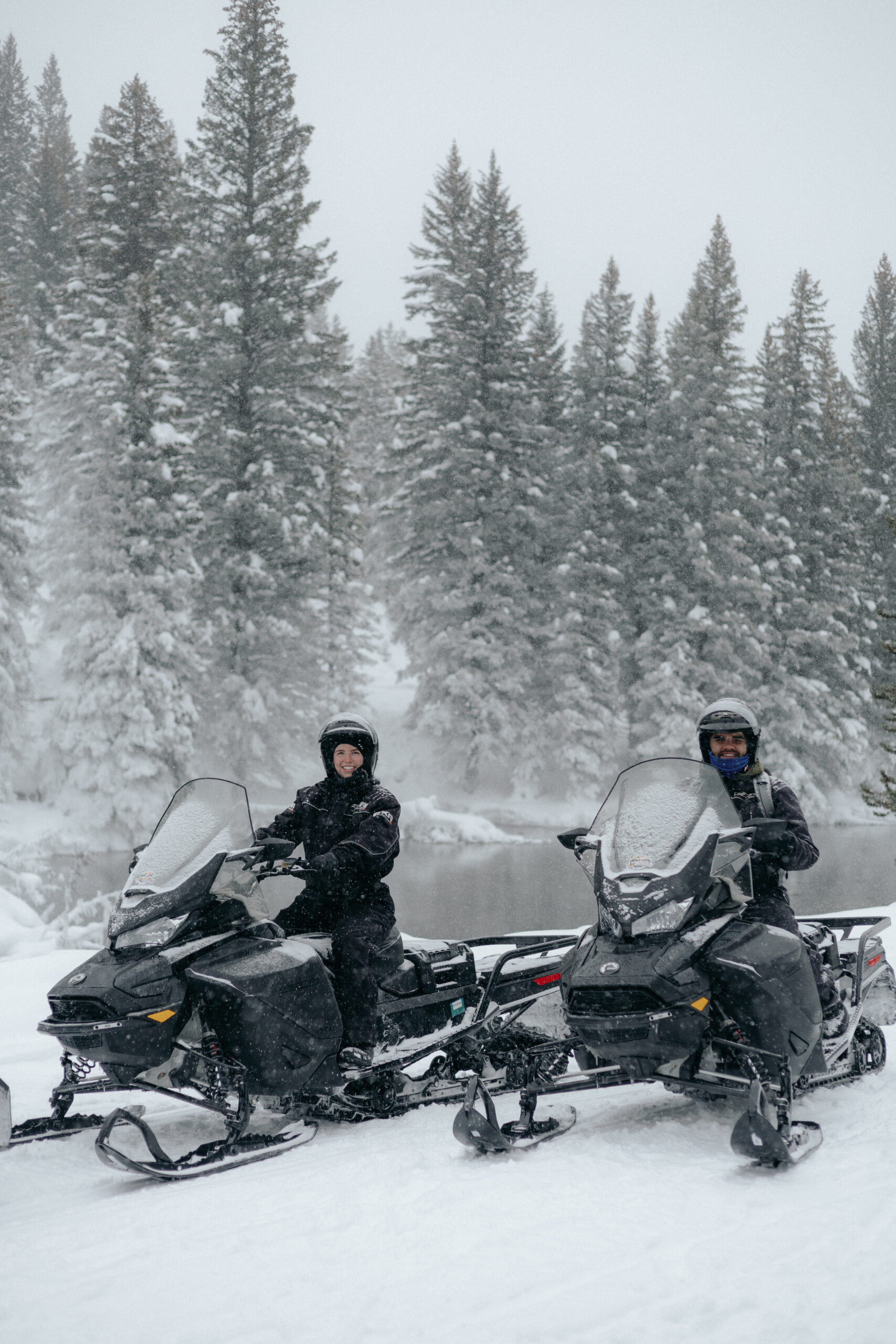 snowmobiling in the winter in jackson hole