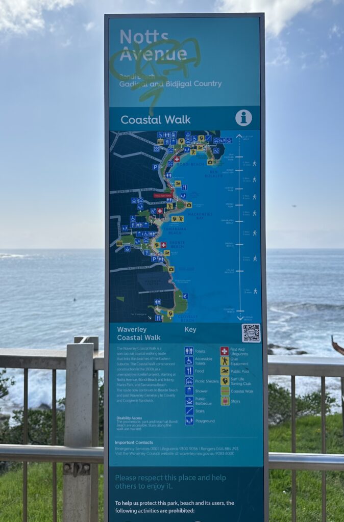 bondi to coogee beach costal walk map