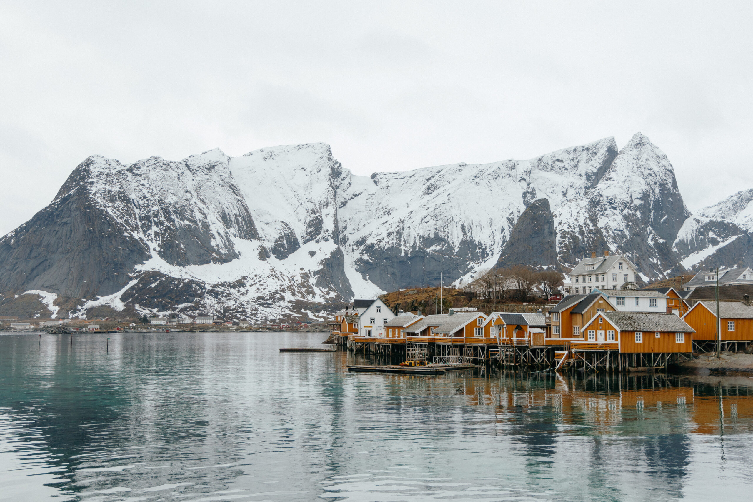 Sakrisøya in lofoten islands in winter