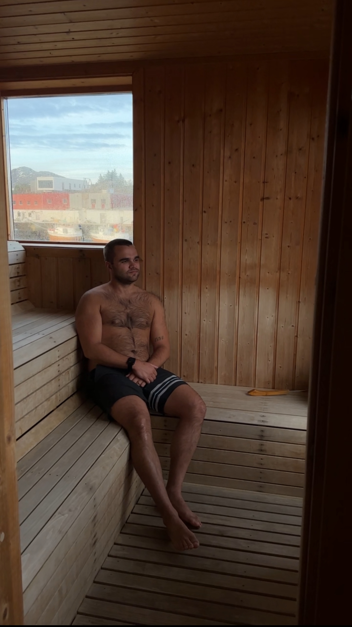 sauna in lofoten islands in winter